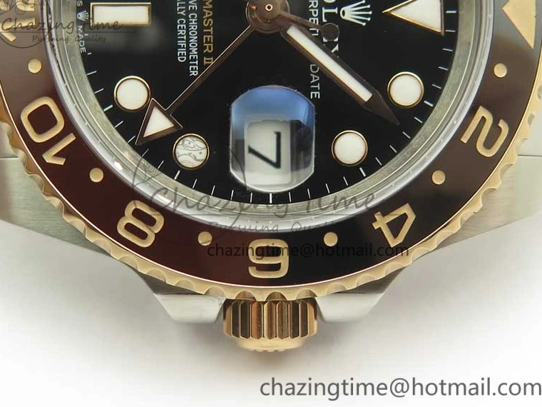 MiroTime 0518 AllSeason GMT-Master II 126711CHNR Black Brown Ceramic Bezel 904L SS RG GMF Best Edition Black Dial on 904L SS RG Bracelet A 3409